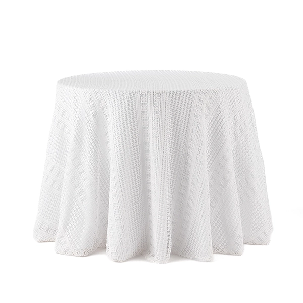 A view of Bohemian White Linen Full Tablecloth