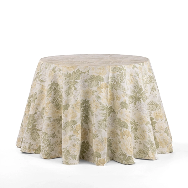 Garden Rose Lemon Floral Table Linen is great for garden-themed weddings and showers.