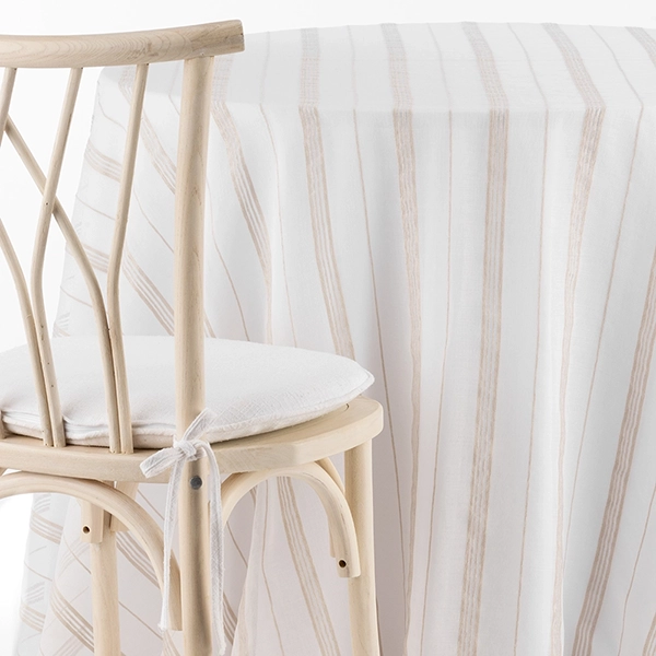 Linea Sand Striped Linen Overlay, crop table.