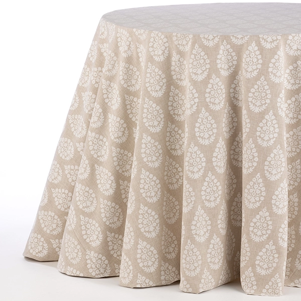 a view of a table with Maisie Zinc linen