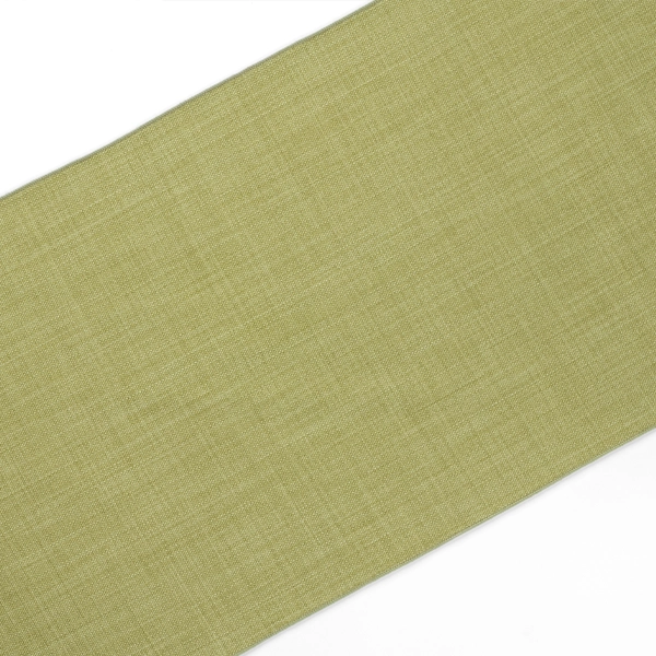 A close-up of a Nola Spring Green table runner, available for table linen rental.