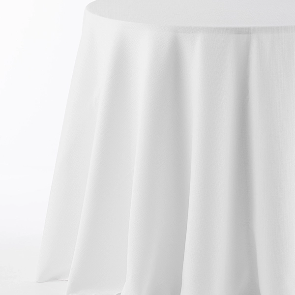 A view of a table with Nola White Tablecloth