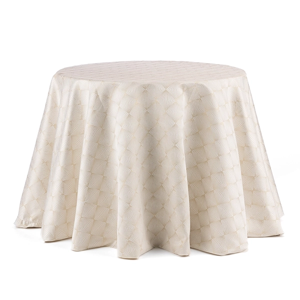 Stella Champaign Metallic Pattern Tablecloth from the Moonlight Palms Collection
