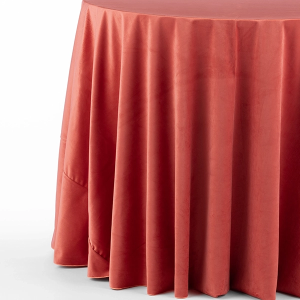 A View of table with Velvet Orange Rose Velvet from the Country Cottage linen