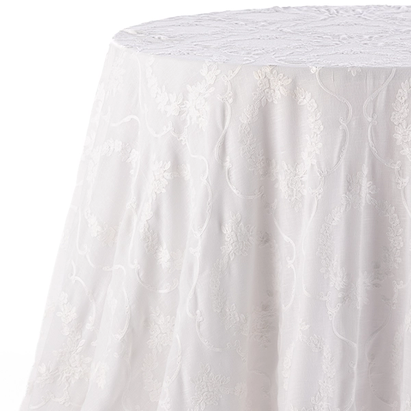 A view from the left on Kelly White Floral table linen