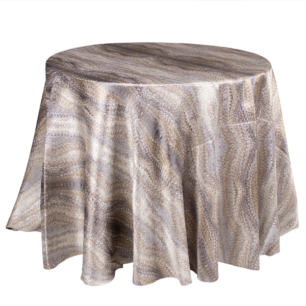 A view of the Magma Mixed Metal Purple Metallic tablecloth rental in full size