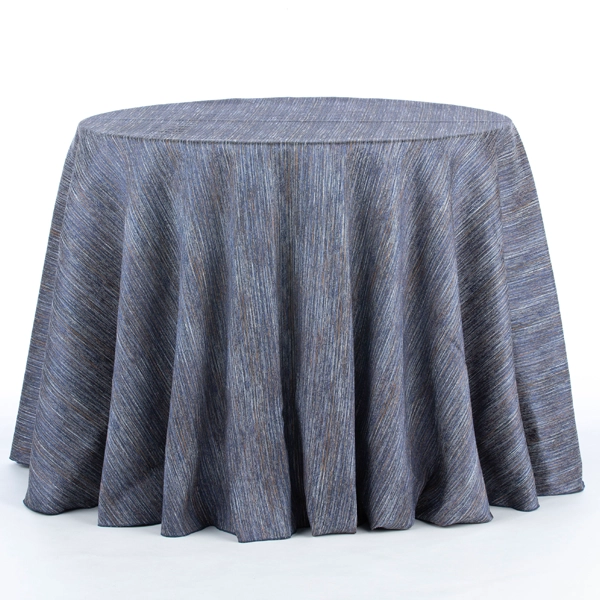 A view of Millenial Blue cocktail tablecloth rental in full size