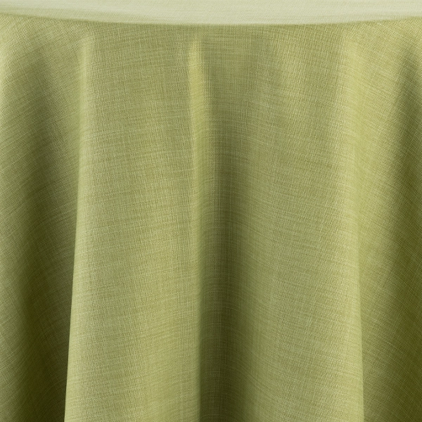 A close-up of a Nola Spring Green linen rental.