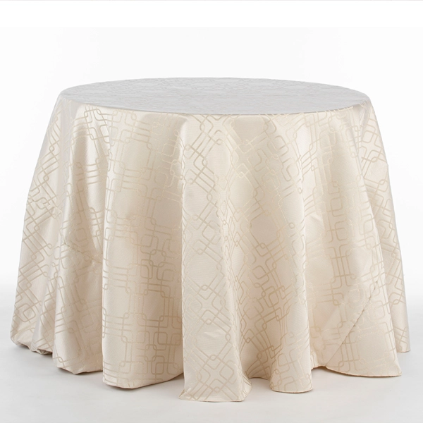 A view of Rigel Ivory Silver tablecloth rental in full size