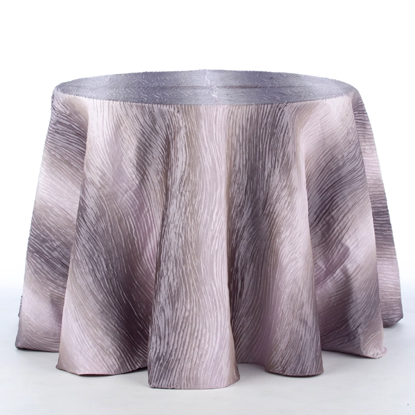 A view of the River Lavender Grey tablecloth rental in full size