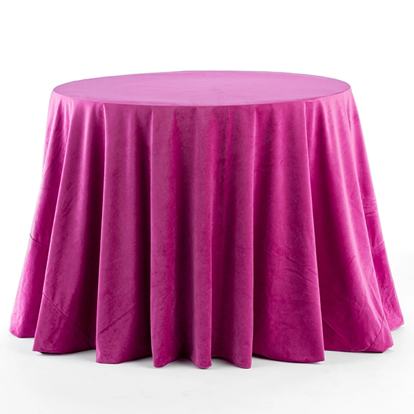 A Velvet Magenta tablecloth on a white background available for event linen rental.