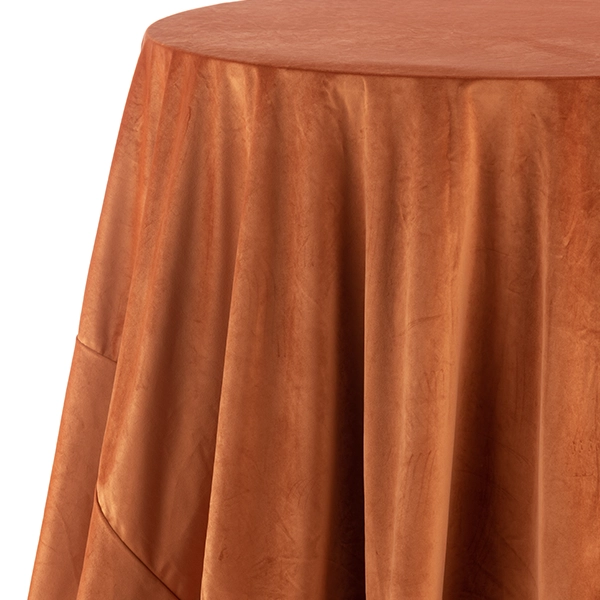 A Velvet Rust table linen rental on a white background.
