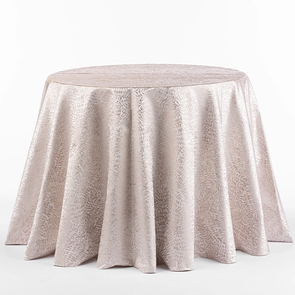 A view of the Metallic Vines Rose Gold tablecloth rental in full size