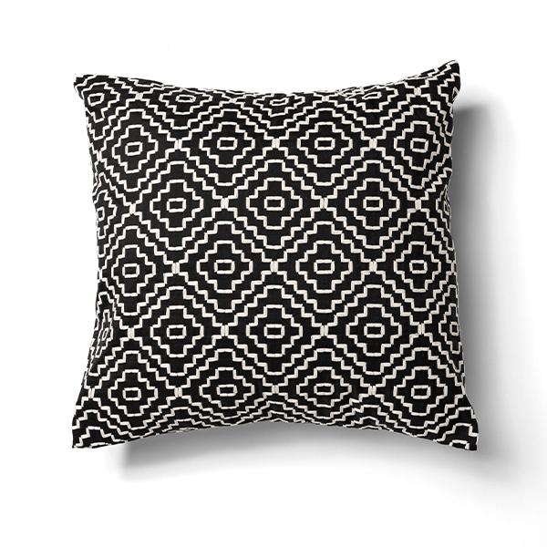 A Campbell Black Pillow available for table linen rental.
